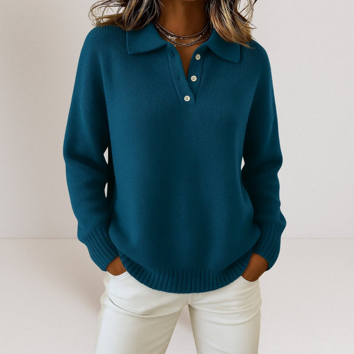 Leny™ - Soft Knit Polo Sweater