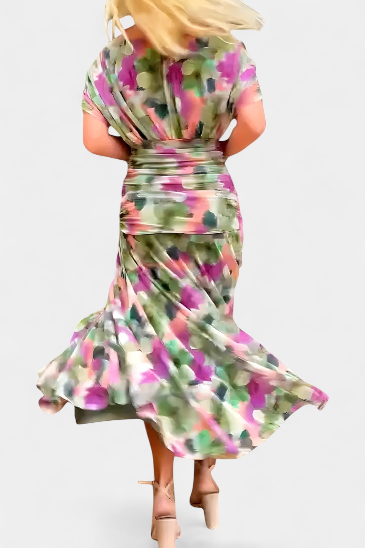 Alira™ - Long Floral Dress with V-Neck
