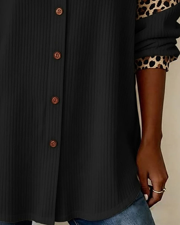 Zabby™ - Bold Leopard Print Button-Down Shirt