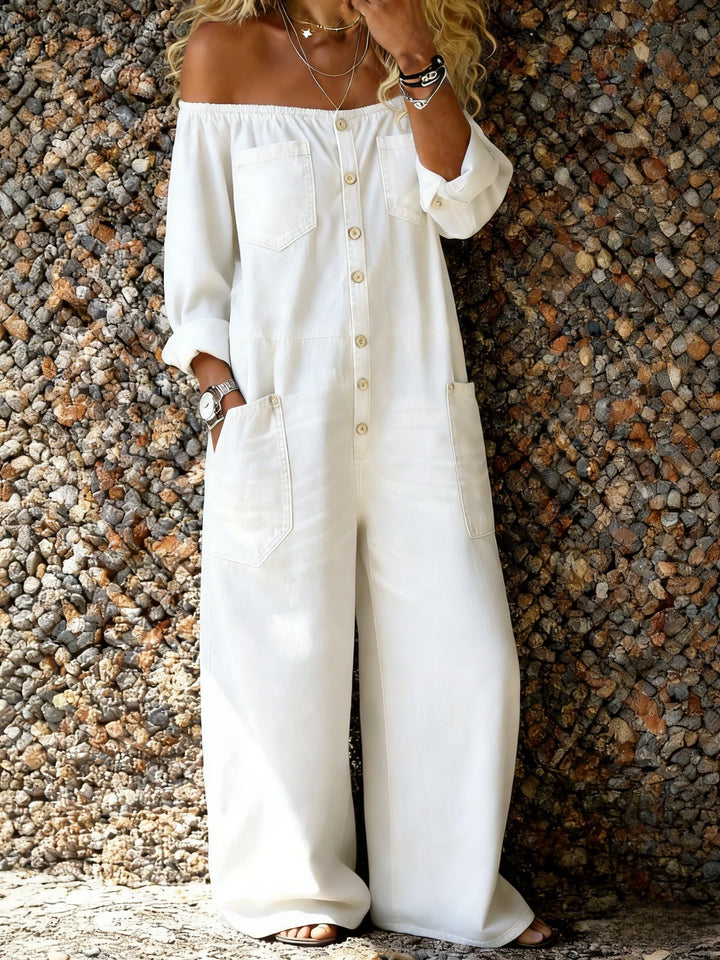 Nerilyn™ - Casual Jumpsuit with Off-the-shoulder Neckline