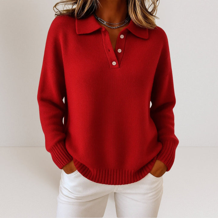 Leny™ - Soft Knit Polo Sweater