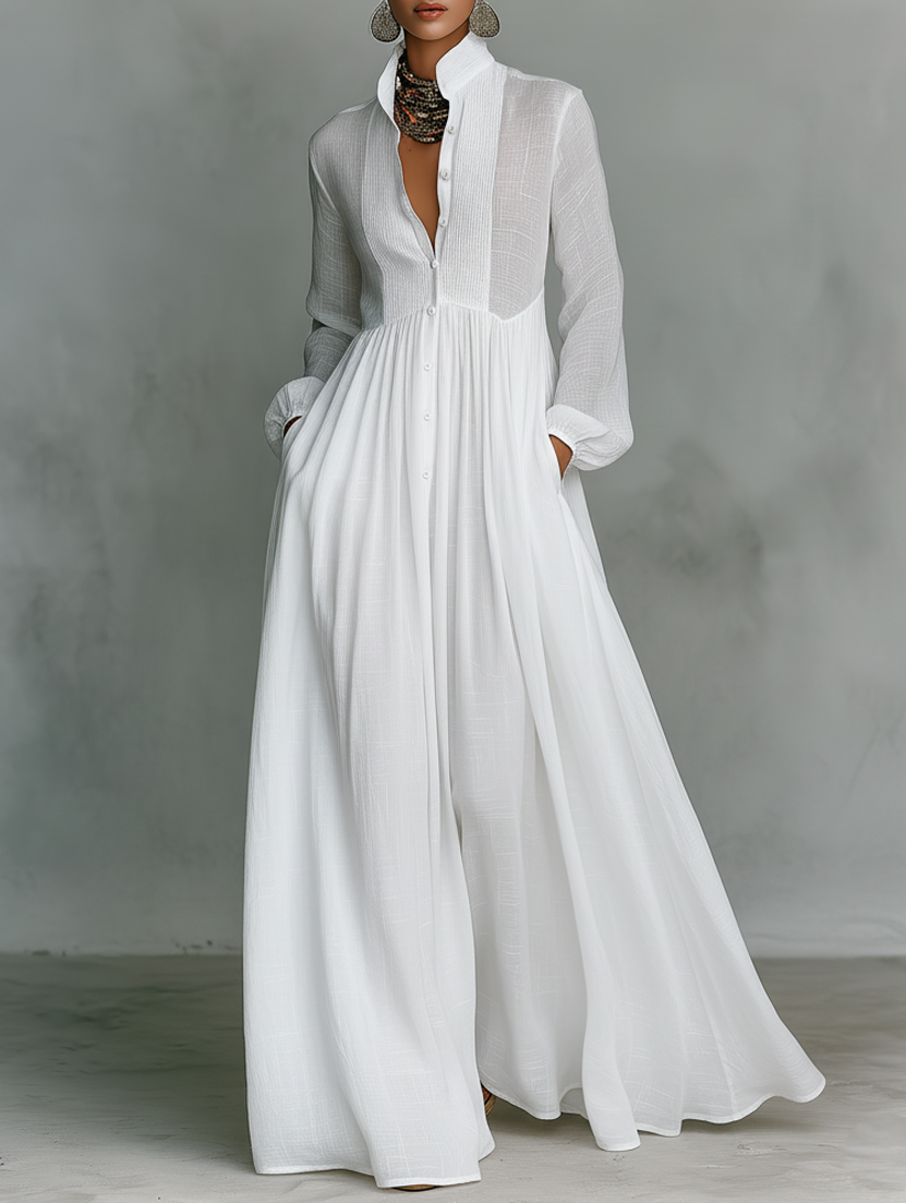 Velia™ - Flowing Button-Front Maxi Dress