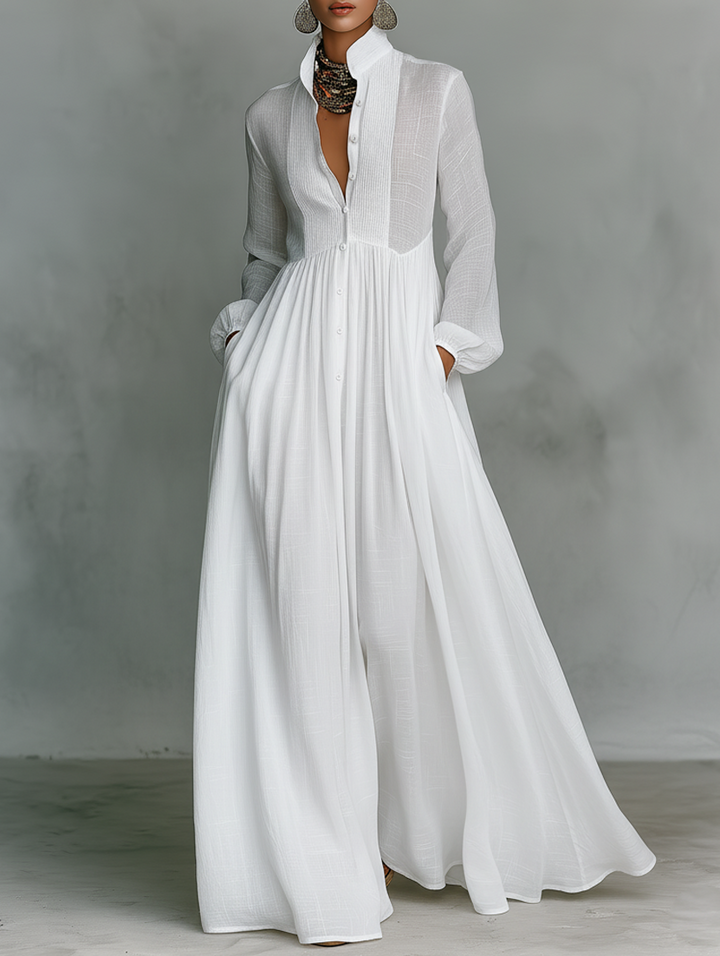 Velia™ - Flowing Button-Front Maxi Dress