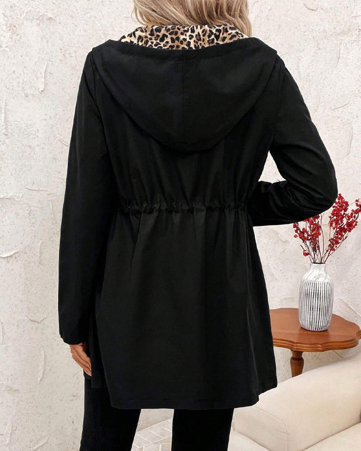 Riz™ - Reversible Hooded Coat with Leopard Print