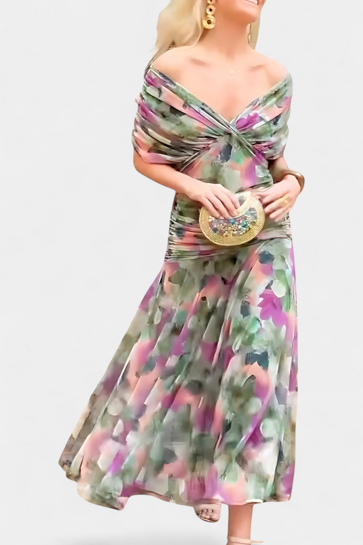 Alira™ - Long Floral Dress with V-Neck