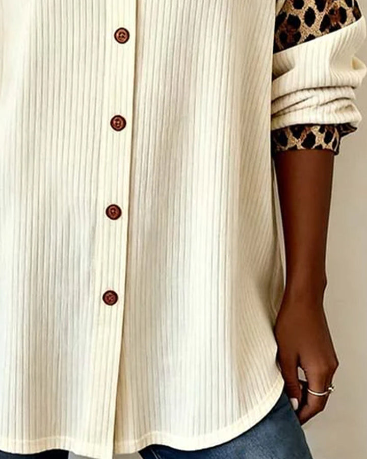 Zabby™ - Bold Leopard Print Button-Down Shirt