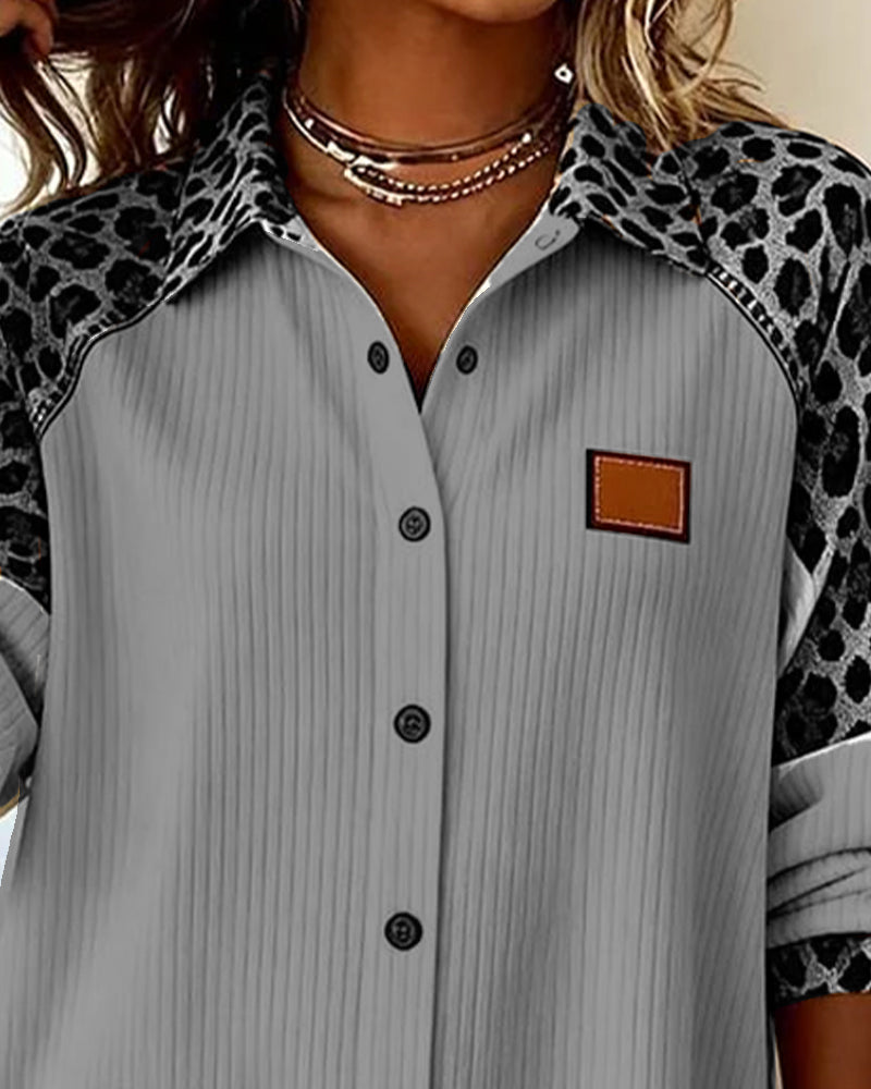 Zabby™ - Bold Leopard Print Button-Down Shirt