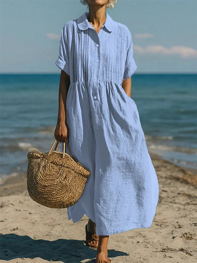 Alory™ – Cotton Dress with Buttons