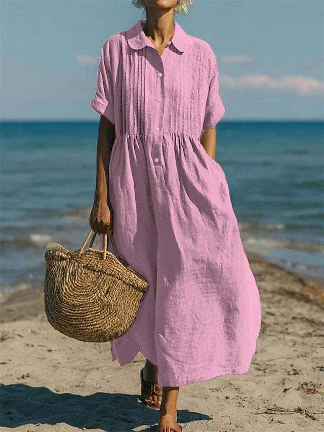 Alory™ – Cotton Dress with Buttons