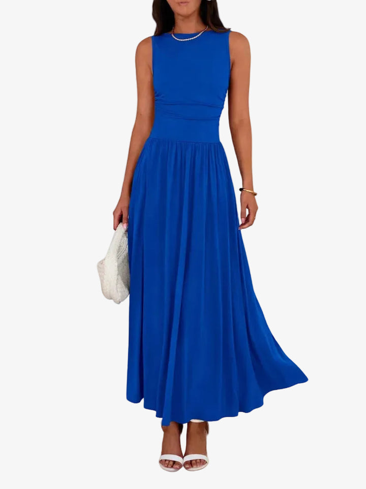 Robina™- Chic Sleeveless Ruched High-Waisted Maxi Dress