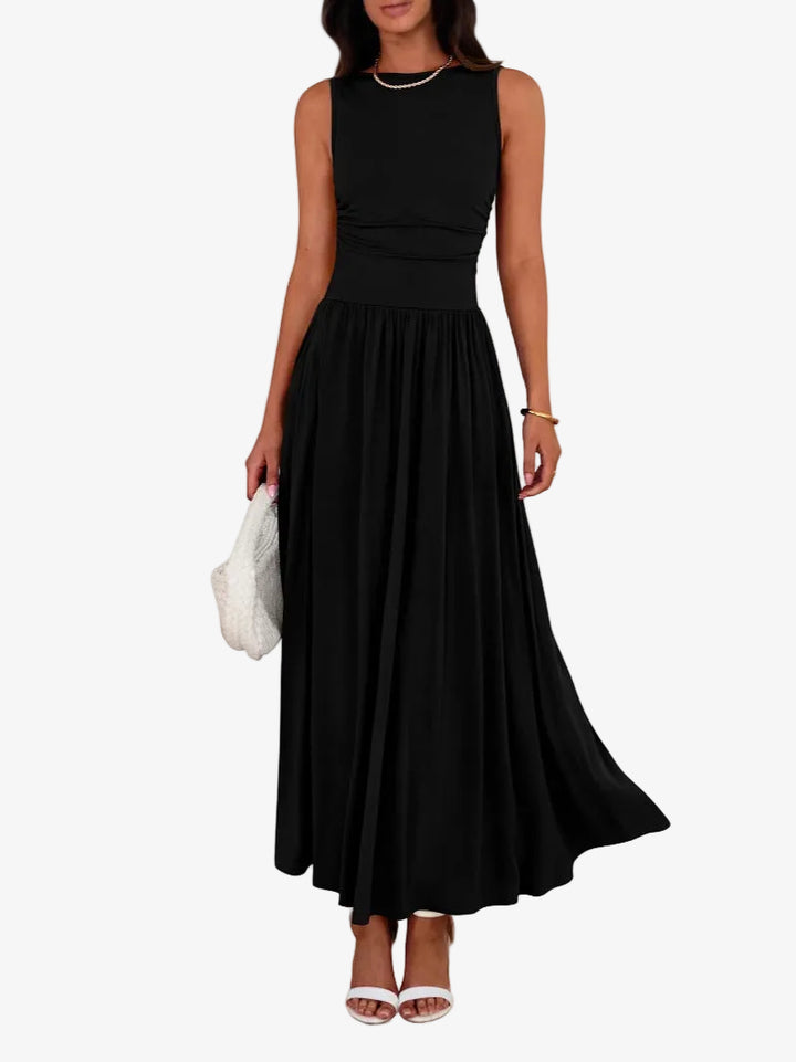 Robina™- Chic Sleeveless Ruched High-Waisted Maxi Dress