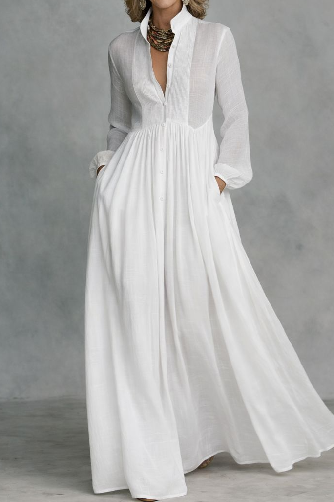 Velia™ - Flowing Button-Front Maxi Dress