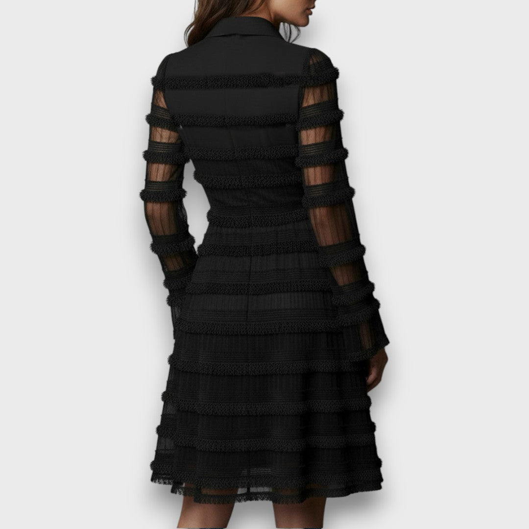 Rosalind™ - Sheer Midi Dress with Fringes