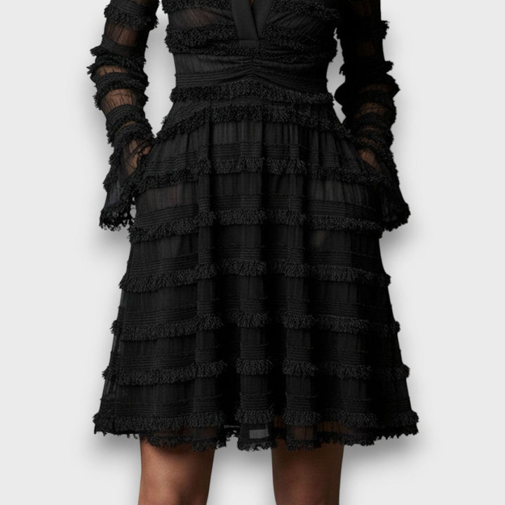 Rosalind™ - Sheer Midi Dress with Fringes