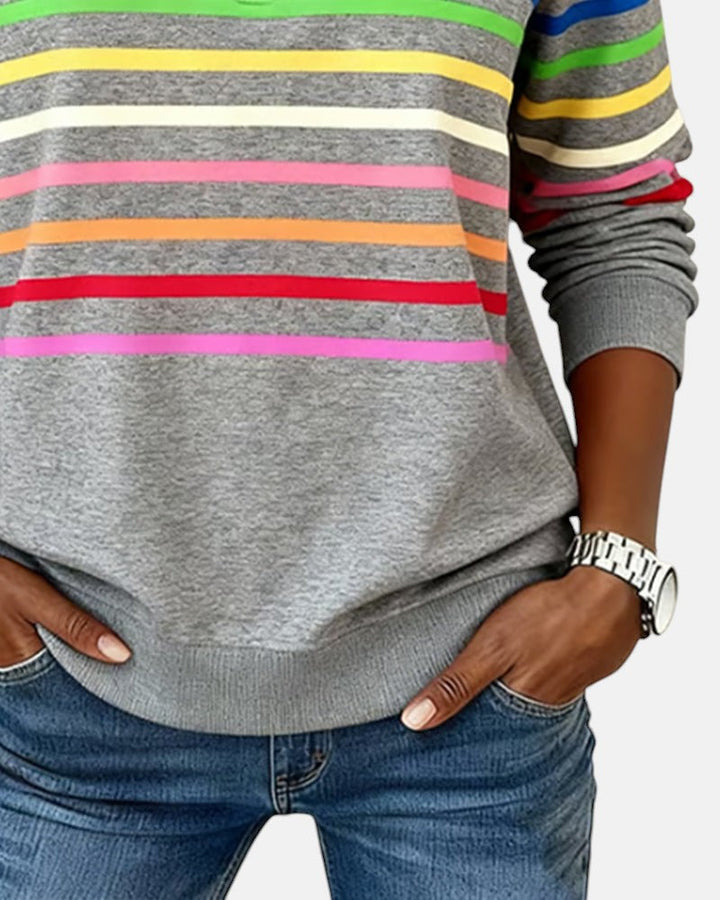 Claire™ - Rainbow Striped Zip Sweatshirt