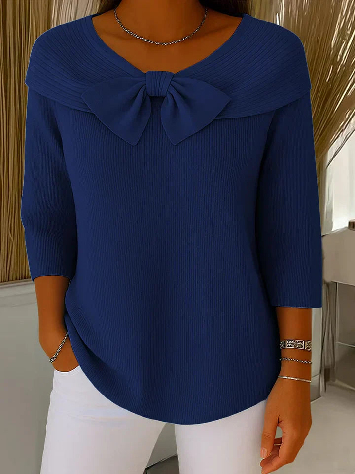 Lady™ - Women's Sweater with Bow and Round Neckline