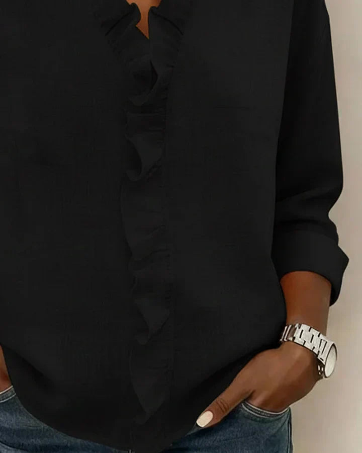 Juvie™ - Blouse with Ruffles, V-Neck and Long Sleeves