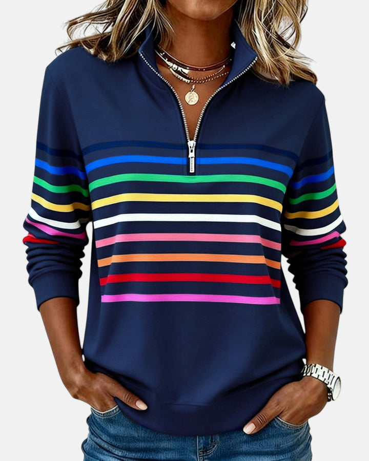Claire™ - Rainbow Striped Zip Sweatshirt