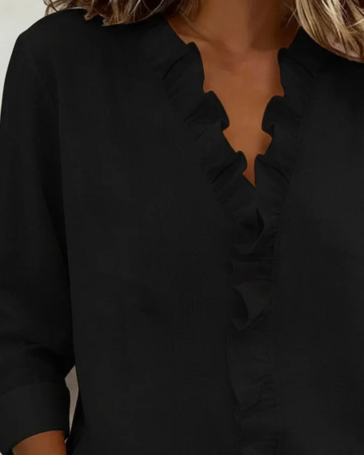 Juvie™ - Blouse with Ruffles, V-Neck and Long Sleeves