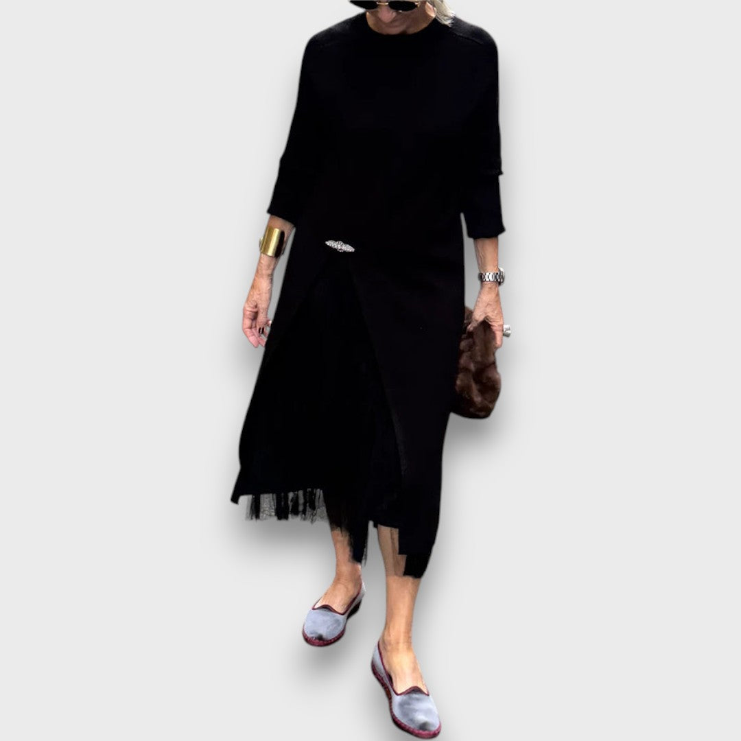 Eloisa™ – Layered Knit & Tulle Midi Dress