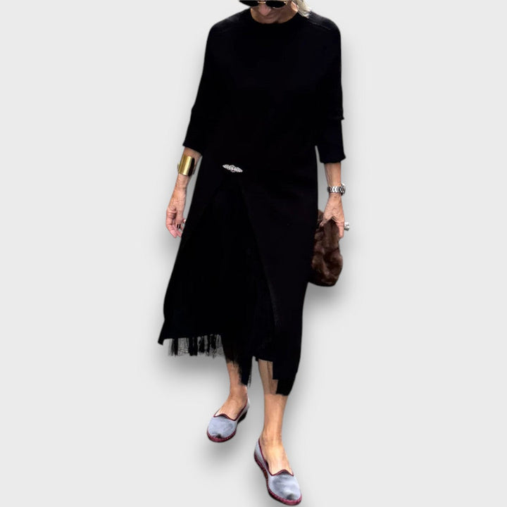 Eloisa™ – Layered Knit & Tulle Midi Dress