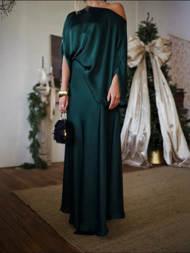 Alfy™ - Convertible Drape Top and Maxi Length A-Line Skirt