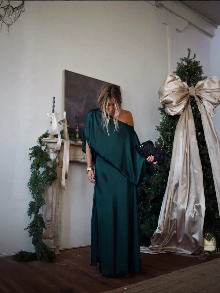 Alfy™ - Convertible Drape Top and Maxi Length A-Line Skirt