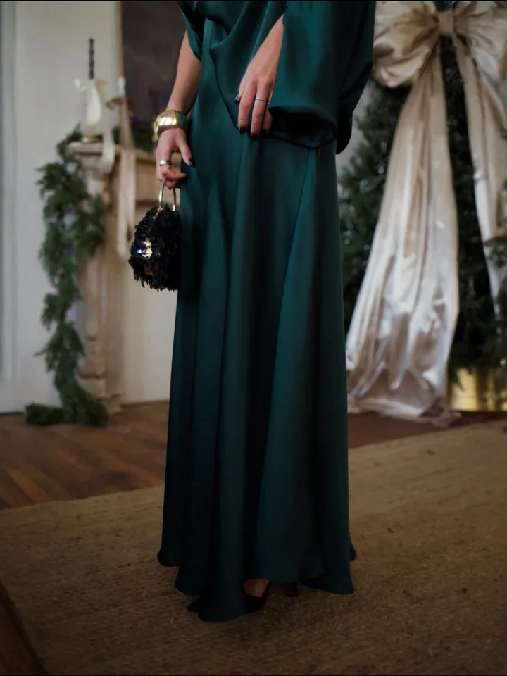 Alfy™ - Convertible Drape Top and Maxi Length A-Line Skirt