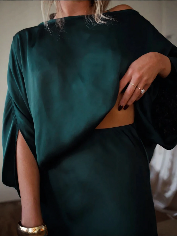 Alfy™ - Convertible Drape Top and Maxi Length A-Line Skirt