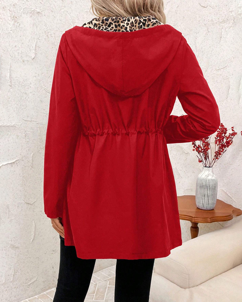 Riz™ - Reversible Hooded Coat with Leopard Print