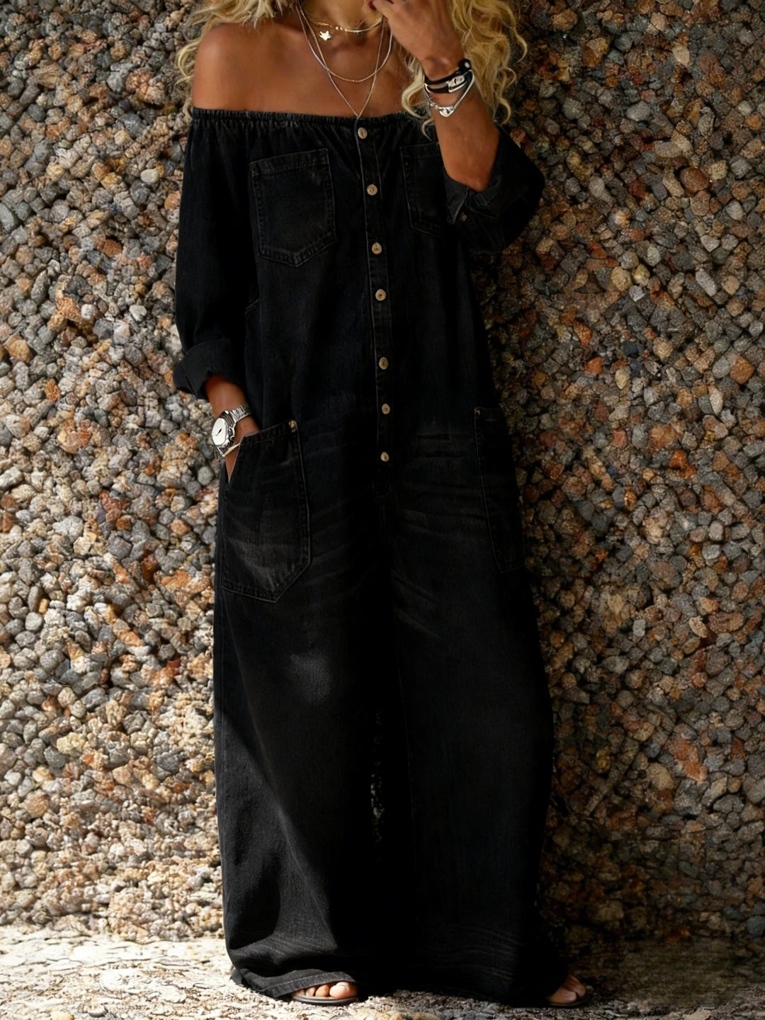 Nerilyn™ - Casual Jumpsuit with Off-the-shoulder Neckline