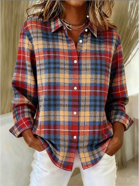 Lotis™ – Checkered blouse with Button Closure