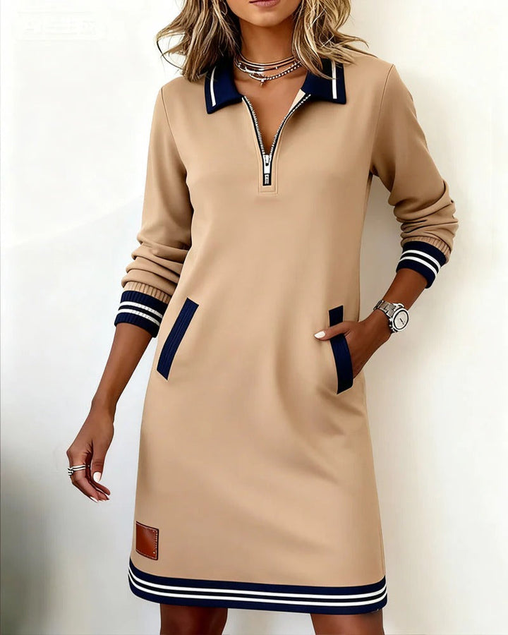Madison™ - Chic Long Sleeve Cotton Dress