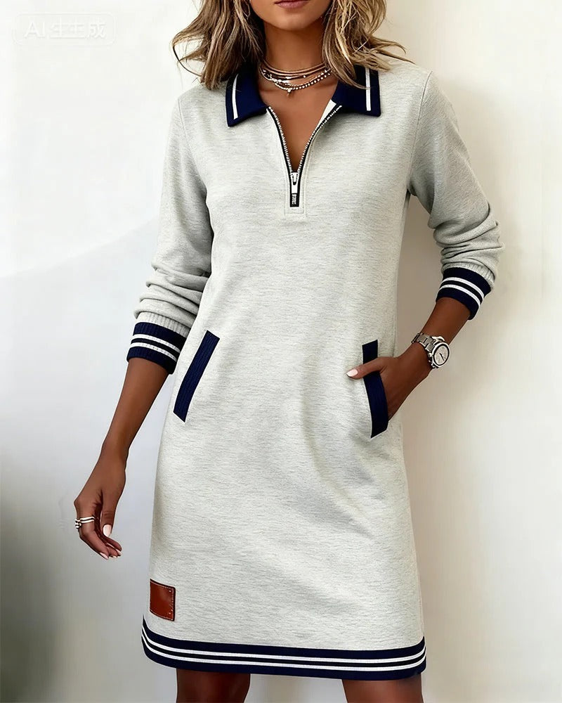 Madison™ - Chic Long Sleeve Cotton Dress