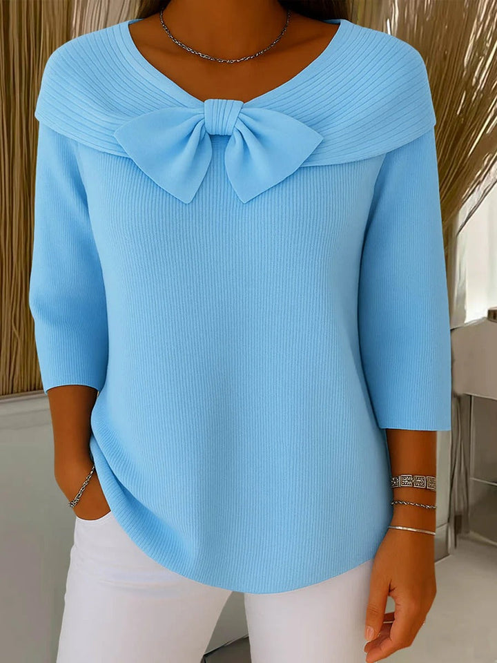 Lady™ - Women's Sweater with Bow and Round Neckline