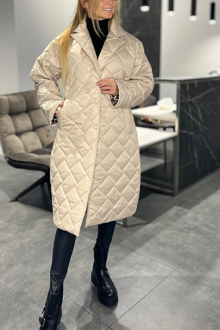 Melinda™ -  Quilted Coat with Leopard Lining