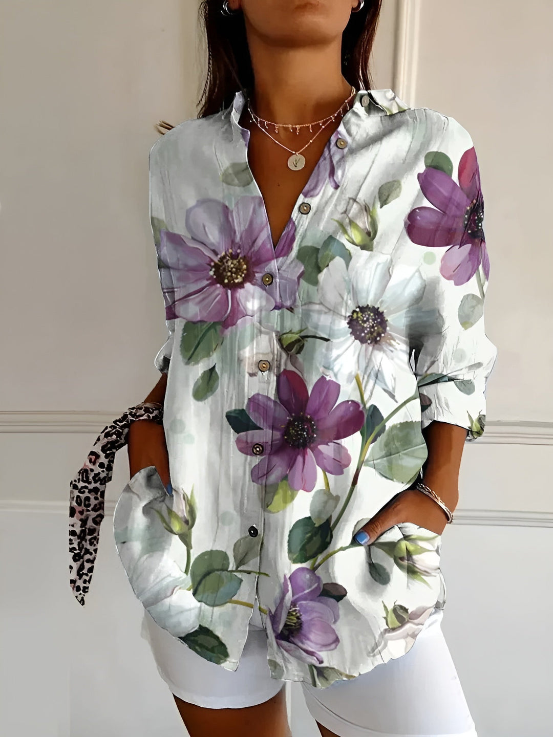 Cerelia™ - Stylish Blouse with Floral Pattern